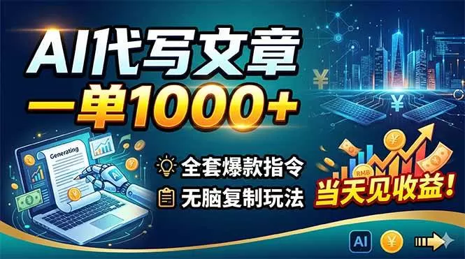 (18575期)AI代写文章,一单1000+,全套爆款指令+无脑复制玩法,当天见收益! (18575期)AI代写文章,一单1000+,全套爆款指令+无脑复制玩法,当天见收益!