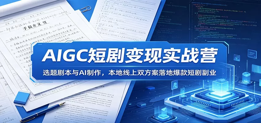 AIGC短剧变现实战营:选题剧本与AI制作,本地线上双方案落地爆款短剧副业 AIGC短剧变现实战营:选题剧本与AI制作,本地线上双方案落地爆款短剧副业
