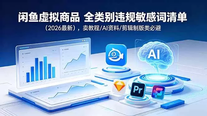 （18961期）闲鱼虚拟商品 全类别违规敏感词清单（2026最新），卖教程/AI资料/剪辑制版类必避