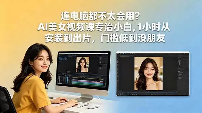 (18680期)连电脑都不太会用?AI美女视频课专治小白,1小时从安装到出片,门槛低到没朋友 (18680期)连电脑都不太会用?AI美女视频课专治小白,1小时从安装到出片,门槛低到没朋友