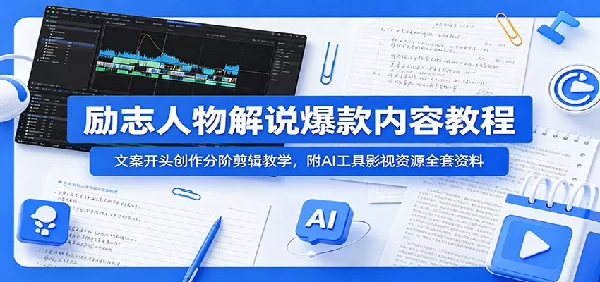 励志人物解说爆款内容教程:文案开头创作分阶剪辑教学,附AI 工具影视资源全套资料 励志人物解说爆款内容教程:文案开头创作分阶剪辑教学,附AI 工具影视资源全套资料
